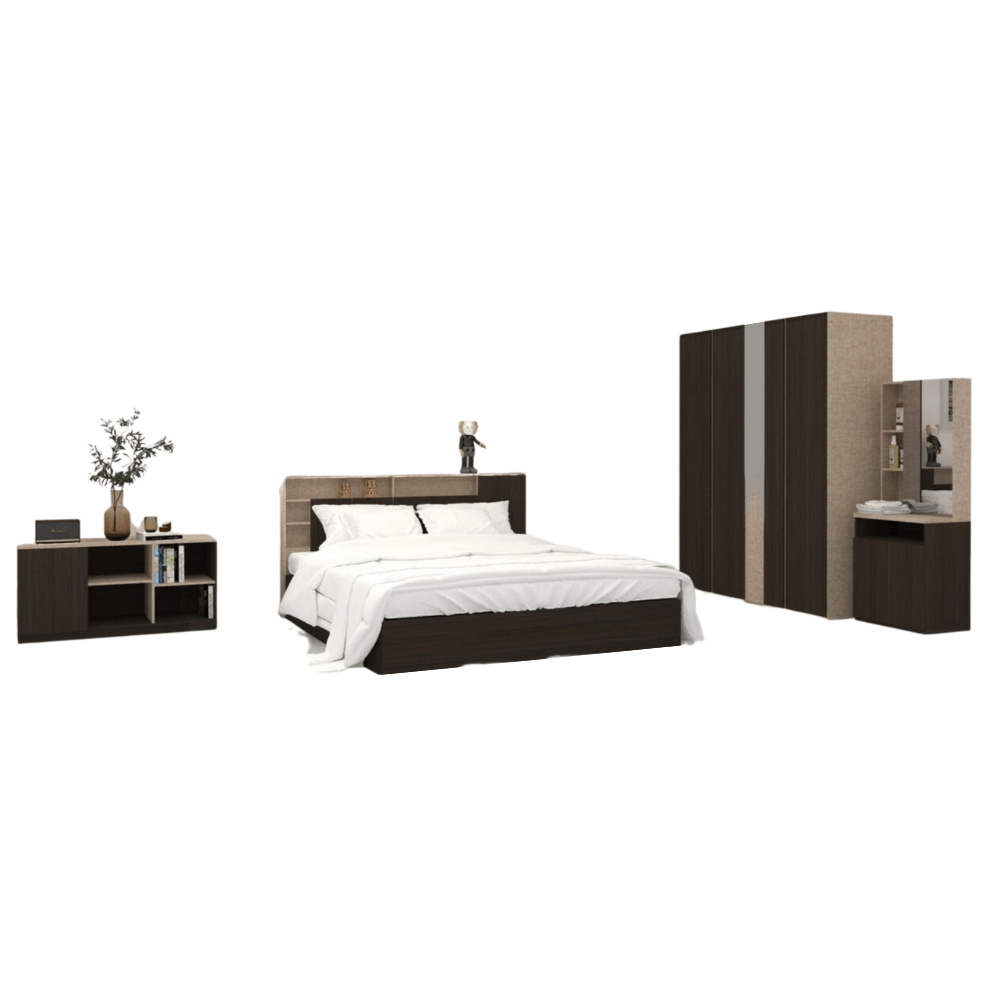 ชุดห้องนอน + ที่นอนสปริง 5 ฟุต WISDOM DESIGN FURNITURE รุ่น LOTTO สีโอ๊ค_6